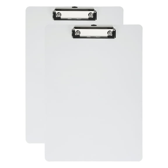 Uxcell 12.4 x 8.86 Inch Clipboard Vertical, 2 Pack A4 PP Plastic Office Clipboards Low Profile Clip, White