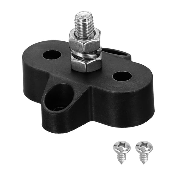 Uxcell 12-48VDC 120A Bus Bar Marine Power Distribution Blocks, 1/4" Single Studs Automotive Busbar Terminal Block with Accessories for Car Boat Solar Wiring, Black