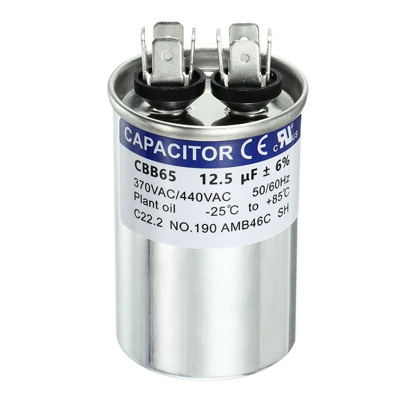 Uxcell 12.5MFD CBB65 Run Start Capacitor 12.5uF, 370/440V Round AC Capacitor for AC Motor Run, HVAC, Air Conditioner, Condenser Motors