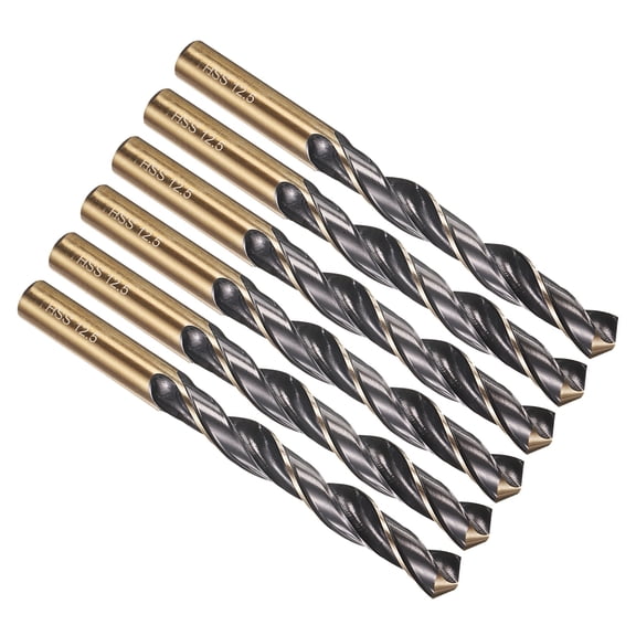 Uxcell 12.5mm Drill Bit, Jobber Straight Shank M2 High-Speed Steel 135° for Stainless Steel Hard Metal - 6 Pack