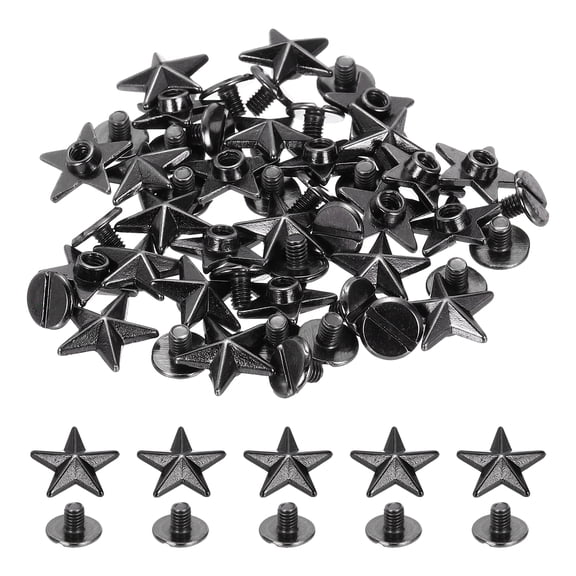 Uxcell 12.5mm Star Rivets, 25 Sets Leather Rivets Studs Rivets Double Cap Spikes Rivet for Leather Crafting for Decor Repair DIY Clothing Belts Bags Shoes, Black