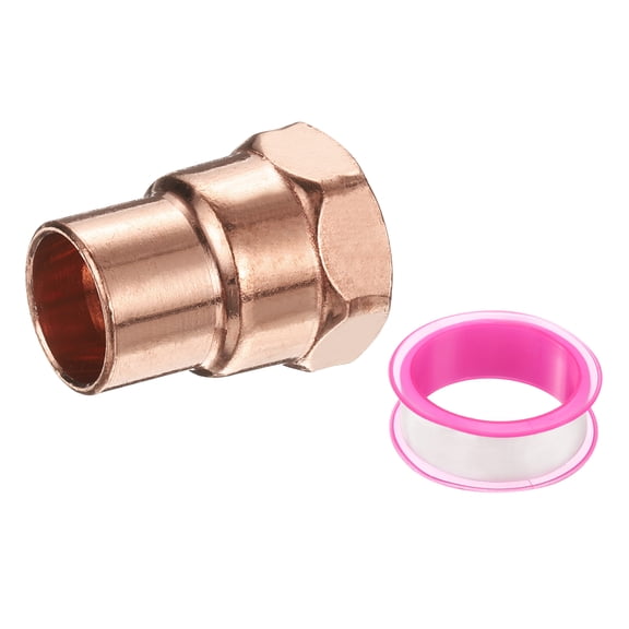 Uxcell 12.7mm ID x 1/2" x 3/8"NPT Female Adapter Fitting, with C x M Connection Copper Pipe Adapter Fittings Threaded Tubing Connectors for HVAC Residential Commercial