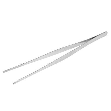 Uxcell 12'' Aquarium Straight Tweezers Fish Tank Aquatic Plants Clip Stainless Steel Silver 1pcs