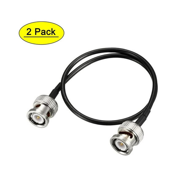Uxcell 12'' BNC Male to Male Coaxial Jumper Cable 50 Ohm RG174 Shorter Length Metal Black 2pcs