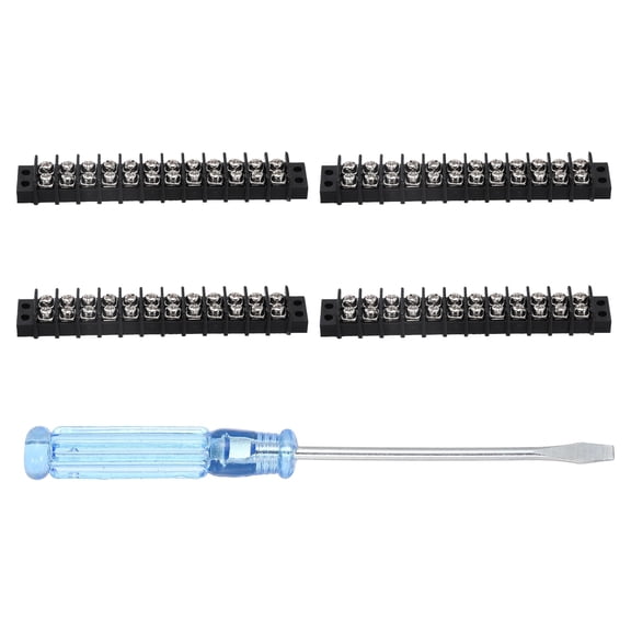 Uxcell 12 Circuits Screw Terminal Blocks, 300V 20A 9.5mm Pitch 12 Positions Dual Rows Terminal Strip with Flat Head Screwdriver for Electrical Wire Connecting, Pack of 4