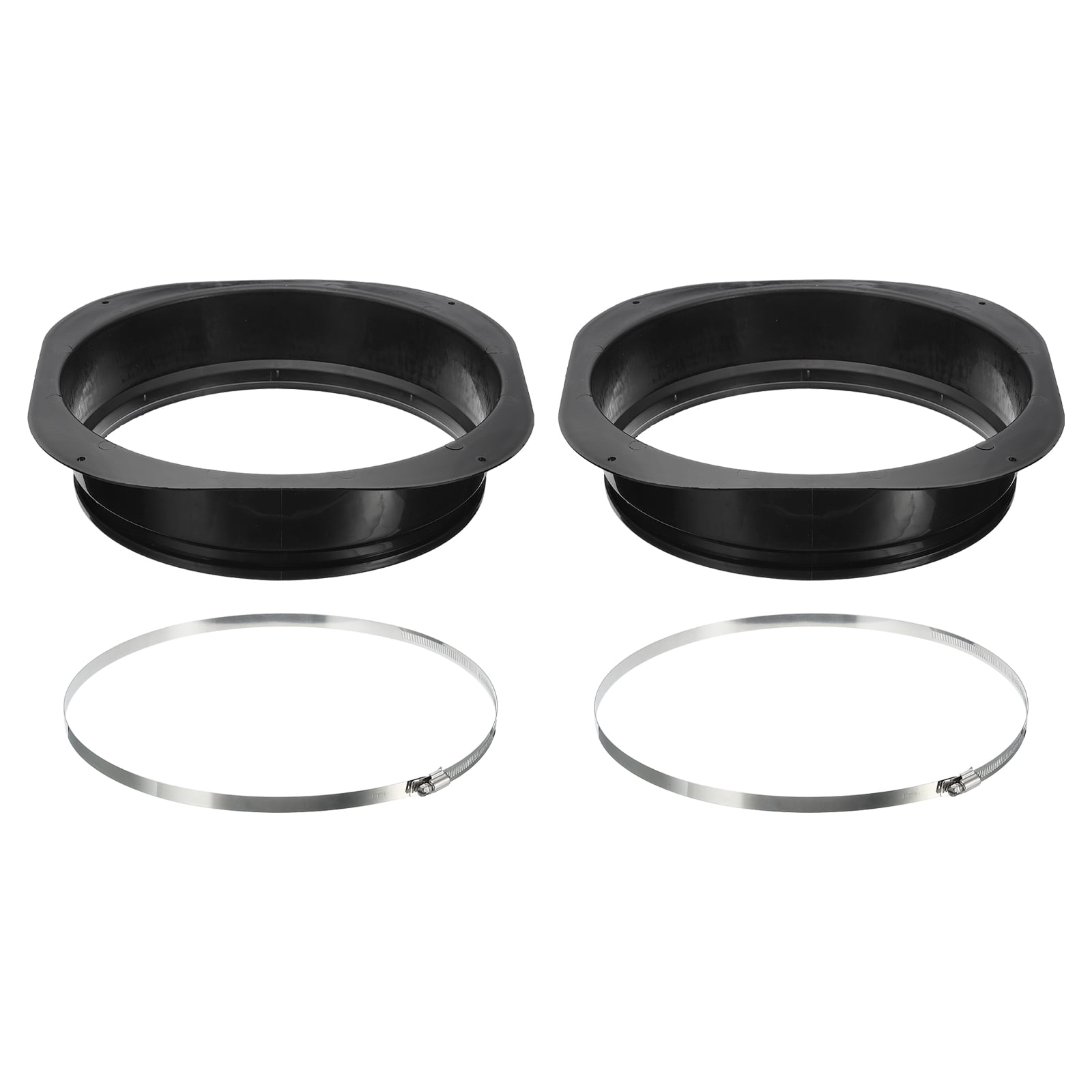 Uxcell 12" Duct Connector Flange 2pcs Dryer Vent Wall Plate Square to Round with Clamp for Air Cooling Ventilation Black