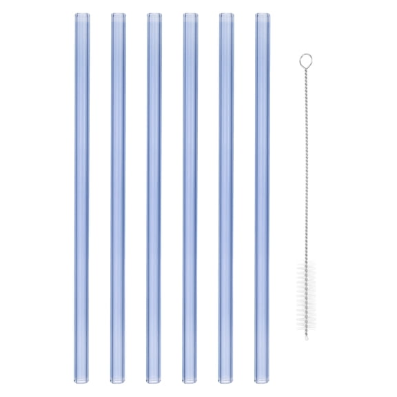 Uxcell 12 inch Borosilicate Glass Tubes 6 Pcs 0.47'' OD 0.08'' Thick Glass Blowing Tubes Straight Pipe Blue
