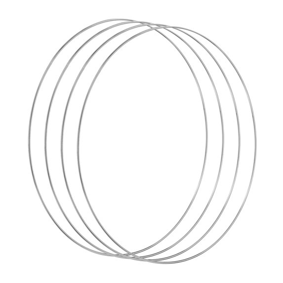 Uxcell 12 Inch Dream Catcher Rings, 4 Pcs Metal Macrame Wreath Floral Round Ring Hoop, Silver