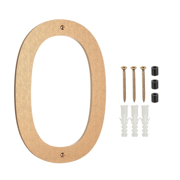 Uxcell 12 Inch House Numbers for Outside, Number 0 ABS Plastic Texture Floating House Number Modern Mailbox Address Door Numbers with Nail Kit for Outdoor Residential Street, Gold Tone