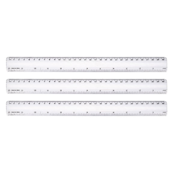 Uxcell 12 Inch Metal Rulers, 3Pcs Aluminum Alloy Drafting Ruler Measuring Drafting Tools with Centimeters and Inches for Office Home Teacher Drawing Supplies, Silver