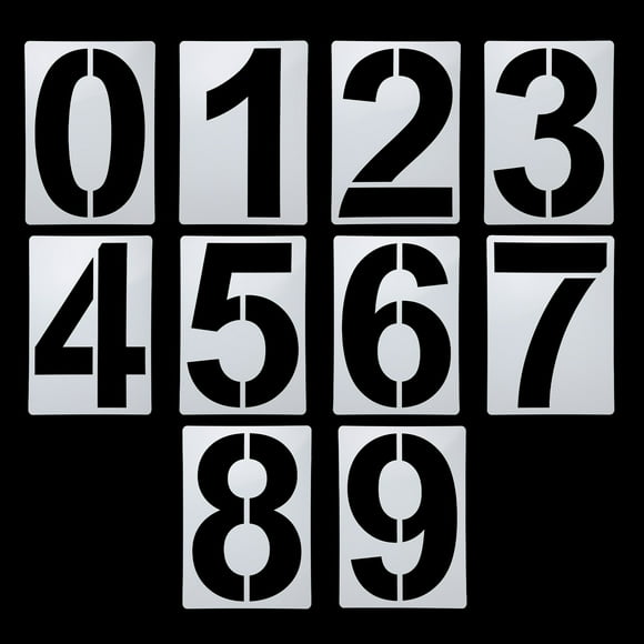 Uxcell 12 inch Number Stencils Set, 0-9 Plastic Address Number Stencil Templates Reusable Digital Painting Templates, Style A