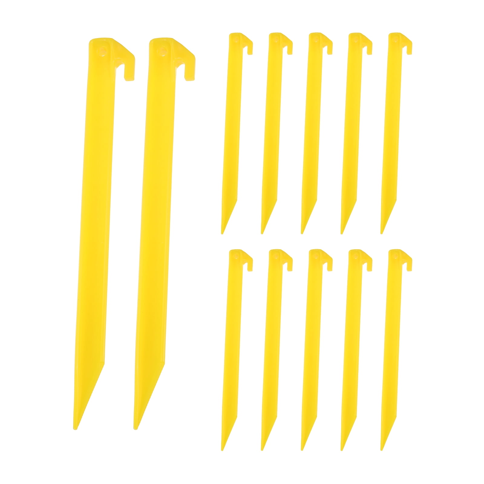 Uxcell 12 Inch Plastic Camping Tent Stakes Pegs with Hook Yellow 12Pcs