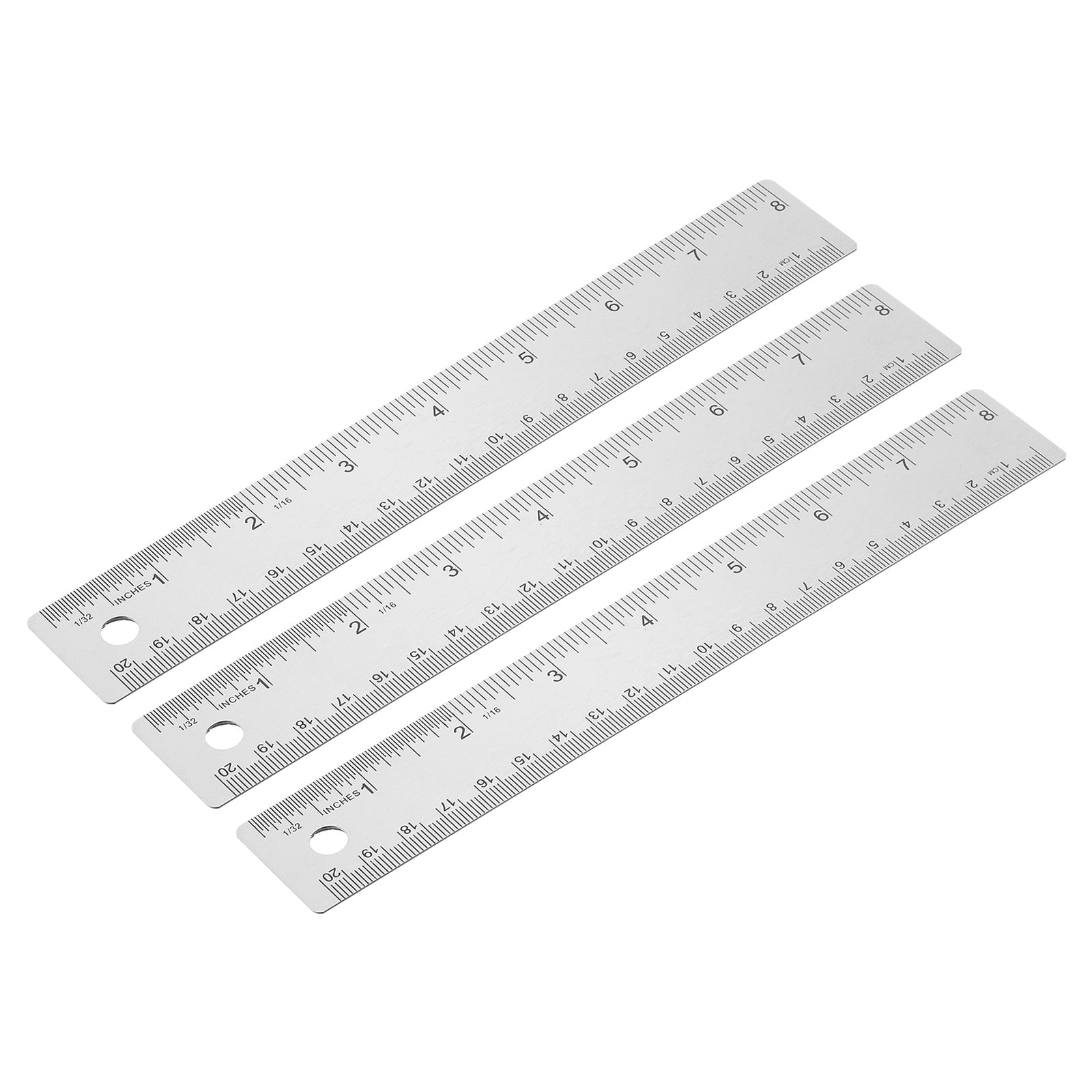 Uxcell 12 Inch Stainless Steel Straight Ruler, 3 Pcs Cork Backing Non ...