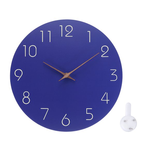 Uxcell 12 Inch Wall Clock, Battery Operated Non-Ticking Round Wall Clocks, Dark Blue