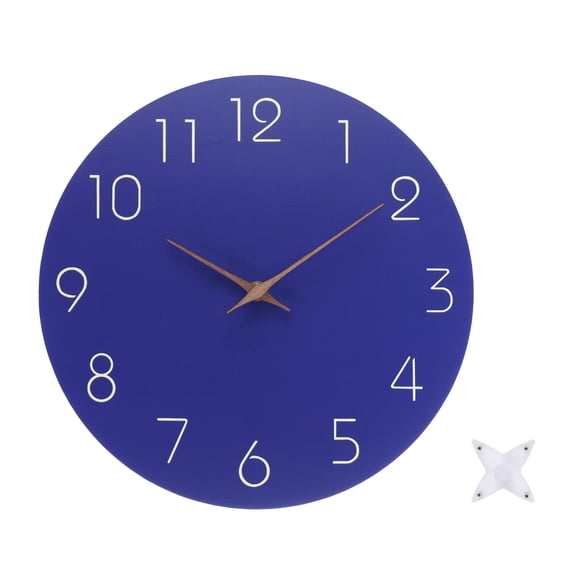 Uxcell 12 Inch Wall Clock, Battery Operated Non-Ticking Round Wall Clocks, Dark Blue