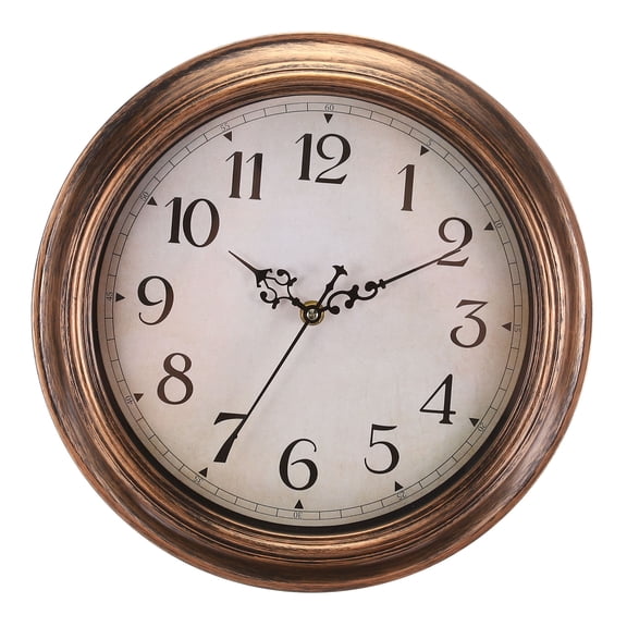 Uxcell 12 Inch Wall Clock, Battery Operated Non-Ticking Round Wall Clocks for Office Bedroom Living Room, Gold Yellow