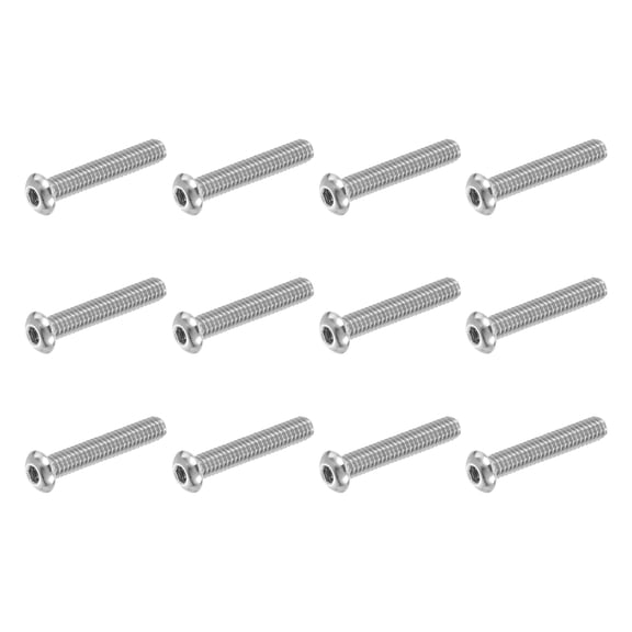 Uxcell 12 PCS 1/4-20 UNC x 1-1/2 Inch Button Head Socket Cap Screw Hex Bolt Silver
