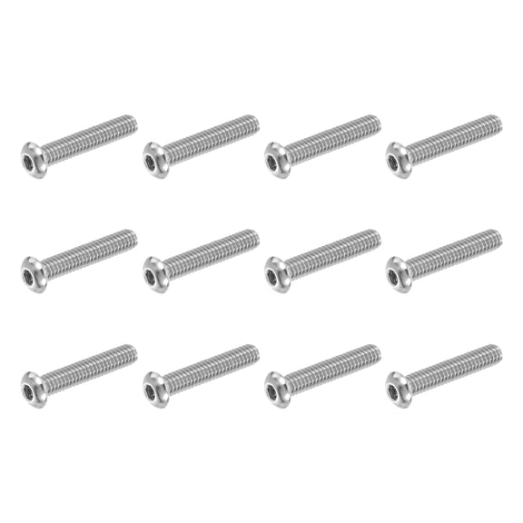 Uxcell 12 PCS 1/4-20 UNC x 1-3/8 Inch Button Head Socket Cap Screw Hex Bolt Silver
