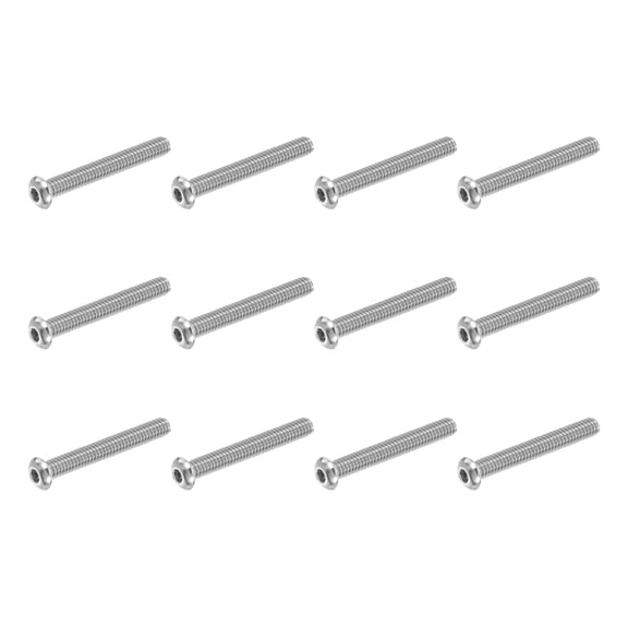 Uxcell 12 PCS 1/4-20 UNC x 2 Inch Button Head Socket Cap Screw Hex Bolt Silver