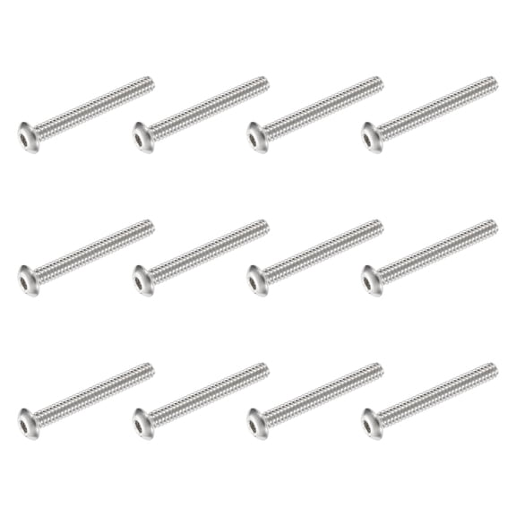 Uxcell 12 PCS #10-24 UNF x 1-1/2 Inch Button Head Socket Cap Screw Hex Bolt Silver