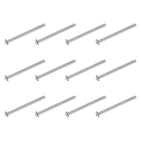 Uxcell 12 PCS #10-24 UNF x 2-1/2 Inch Button Head Socket Cap Screw Hex Bolt Silver