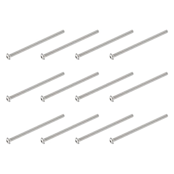 Uxcell 12 PCS #10-24 UNF x 3-1/2 Inch Button Head Socket Cap Screw Hex Bolt Silver