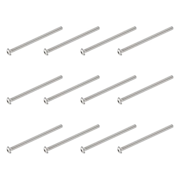 Uxcell 12 PCS #10-24 UNF x 3 Inch Button Head Socket Cap Screw Hex Bolt Silver