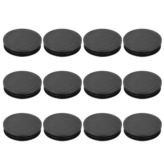 Uxcell 12 PCS 2.48"(63mm) Round Plastic Hole Plugs, Black Plastic Pipe Tubing End Caps for Furniture, Pipe Tubing, Table, Chair