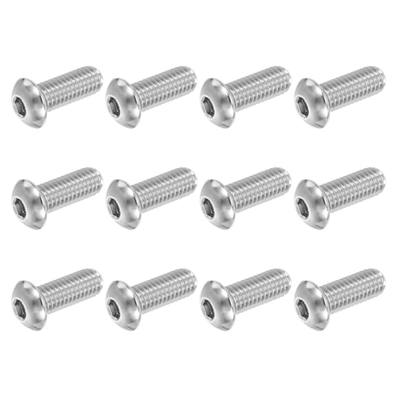 Uxcell 12 PCS 3/8-16 UNC x 1 Inch Button Head Socket Cap Screw Hex Bolt Silver