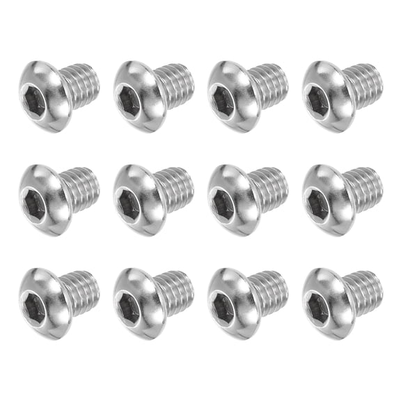 Uxcell 12 PCS 5/16-18 UNC x 3/8 Inch Button Head Socket Cap Screw Hex Bolt Silver
