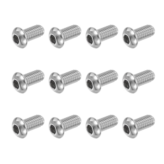 Uxcell 12 PCS 5/16-18 UNC x 5/8 Inch Button Head Socket Cap Screw Hex Bolt Silver