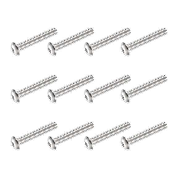 Uxcell 12 PCS #8-32 UNF x 1 Inch Button Head Socket Cap Screw Hex Bolt Silver