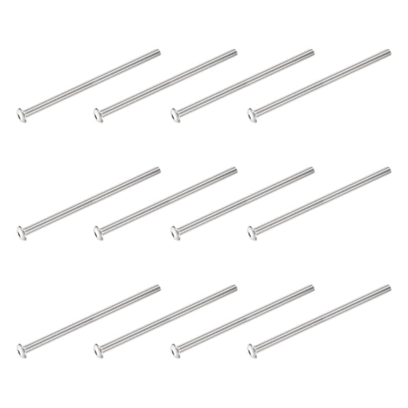 Uxcell 12 PCS #8-32 UNF x 3 Inch Button Head Socket Cap Screw Hex Bolt Silver