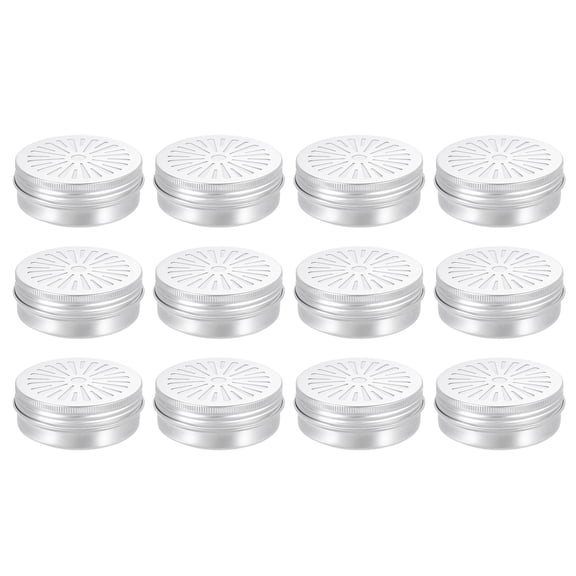 Uxcell 12 PCS Hollow Aluminium Tins 2oz/60ml Round Metal Container Jars Sample for Air Travel Storage