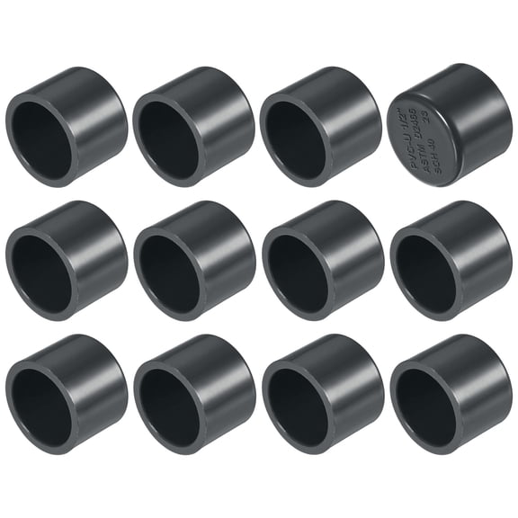 Uxcell 12-Pack 1/2 Inch PVC Pipe End Cap Fitting, SCH40 Pipe Plug Adapter for Plumbing/DIY/Garden, Socket Cap Connector [Gray]