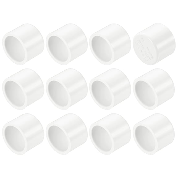 Uxcell 12-Pack 1/2 Inch PVC Pipe End Cap Fitting, SCH40 Pipe Plug Adapter for Plumbing/DIY/Garden, Socket Cap Connector [White]