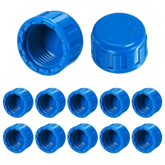 Uxcell 12-Pack 1/2 Inch UPVC Sprinkler Cap, Female Thread Sprinkler Head Caps for Yard/Garden/Watering Irrigation Systems, Inner Teeth End Pipe Plugs [Blue]