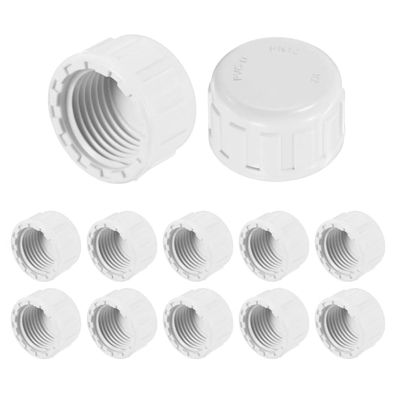 Uxcell 12-Pack 1/2 Inch UPVC Sprinkler Cap, Female Thread Sprinkler Head Caps for Yard/Garden/Watering Irrigation Systems, Inner Teeth End Pipe Plugs [White]