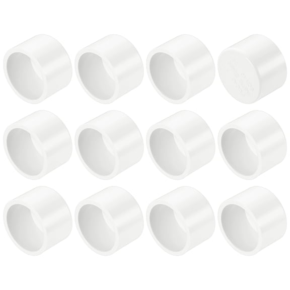 Uxcell 12-Pack 1 Inch PVC Pipe End Cap Fitting, SCH40 Pipe Plug Adapter for Plumbing/DIY/Garden, Socket Cap Connector [White]