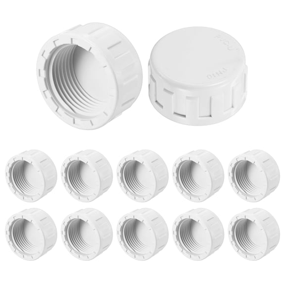 Uxcell 12-Pack 1 Inch UPVC Sprinkler Cap, Female Thread Sprinkler Head Caps for Yard/Garden/Watering Irrigation Systems, Inner Teeth End Pipe Plugs [White]