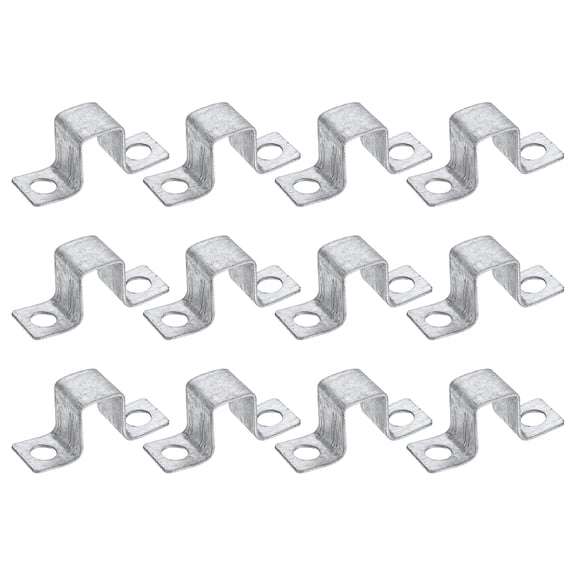 Uxcell 12 Pack 16x25 mm U Shaped Connector Bracket, Square Tube Strap Clamp Galvanized Steel Pipe Clamp Wood Deck Fence Post Tie for Water Pipes Stairs Railing Installation, Silver