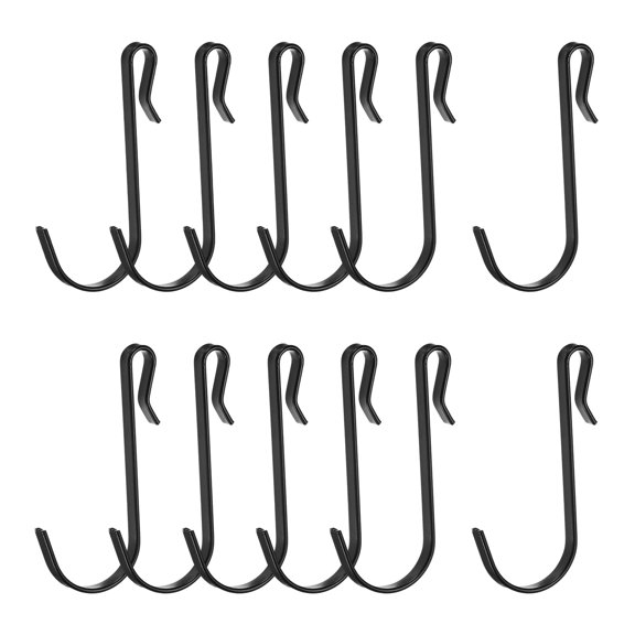 Uxcell 12-Pack 2.4in Heavy Duty J Hooks, Stainless Steel Hanger Hooks for Hanging Plants, Garden Tools, Kitchen, Clothes, Black, Style 2