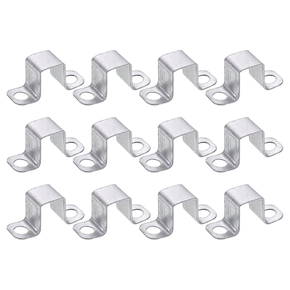 Uxcell 12 Pack 22.5x31 mm U Shaped Connector Bracket, Square Tube Strap Clamp Galvanized Steel Pipe Clamp Wood Deck Fence Post Tie for Water Pipes Stairs Railing Installation, Silver