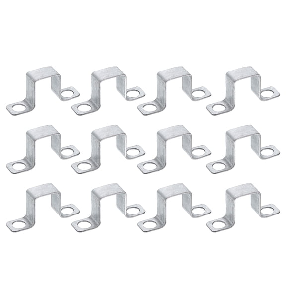 Uxcell 12 Pack 23x30 mm U Shaped Connector Bracket, Square Tube Strap Clamp Galvanized Steel Pipe Clamp Wood Deck Fence Post Tie for Water Pipes Stairs Railing Installation, Silver