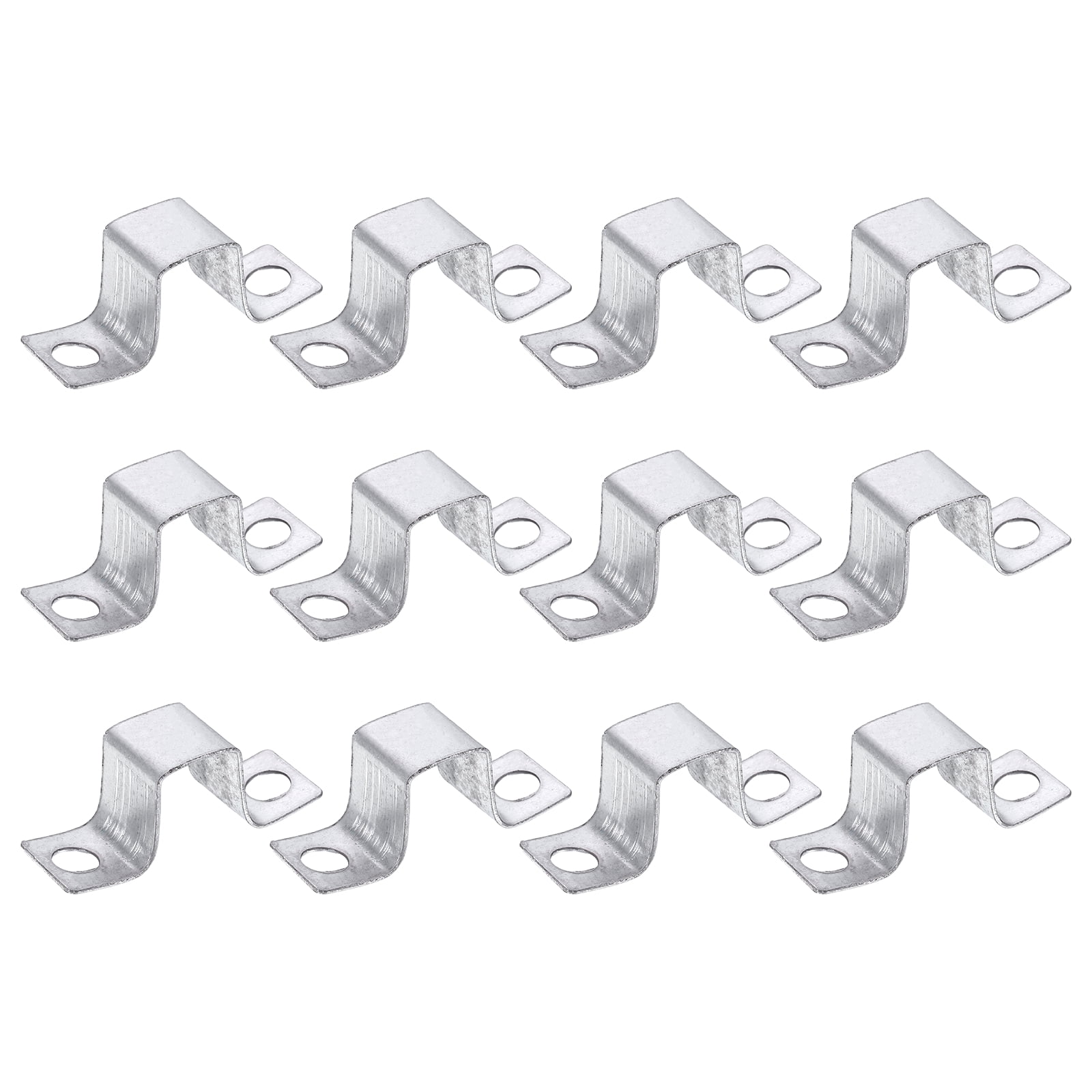 Uxcell 12 Pack 24x31 mm U Shaped Connector Bracket, Square Tube Strap Clamp Galvanized Steel Pipe Clamp Wood Deck Fence Post Tie for Water Pipes Stairs Railing Installation, Silver
