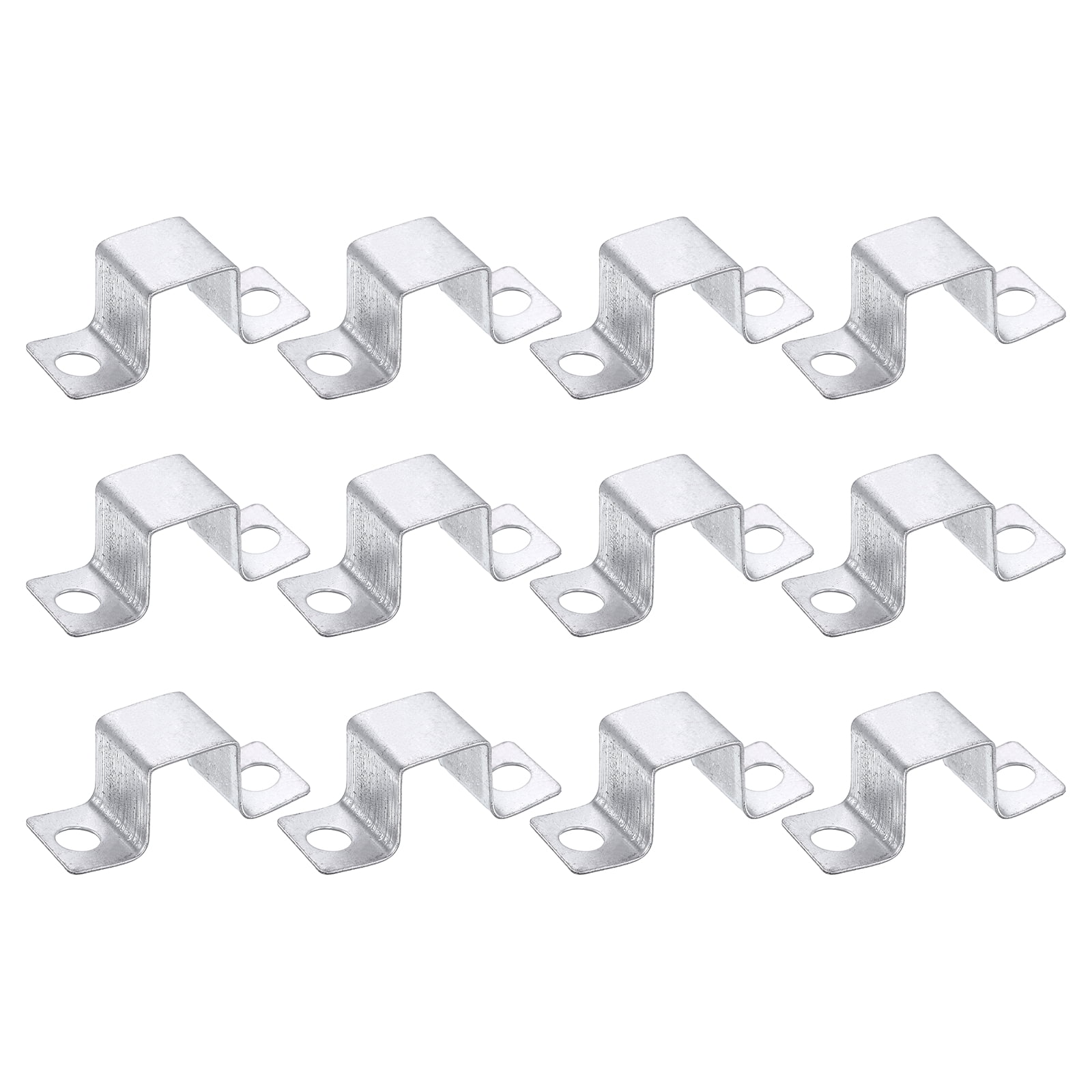 Uxcell 12 Pack 28x30 mm U Shaped Connector Bracket, Square Tube Strap Clamp Galvanized Steel Pipe Clamp Wood Deck Fence Post Tie for Water Pipes Stairs Railing Installation, Silver
