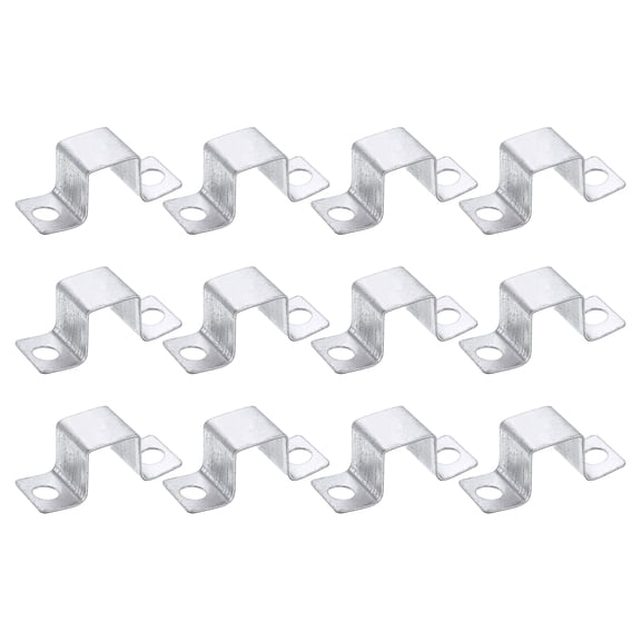 Uxcell 12 Pack 28x30 mm U Shaped Connector Bracket, Square Tube Strap Clamp Galvanized Steel Pipe Clamp Wood Deck Fence Post Tie for Water Pipes Stairs Railing Installation, Silver