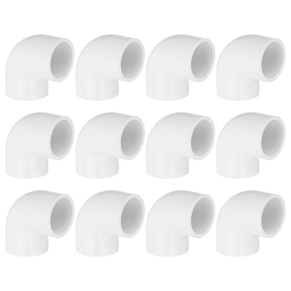 Uxcell 12-Pack 3/4 Inch PVC 90 Degree Elbow Pipe Fittings, SCH40 2 Way Right Angle PVC Pipe Fitting for DIY [Socket x Socket, White]