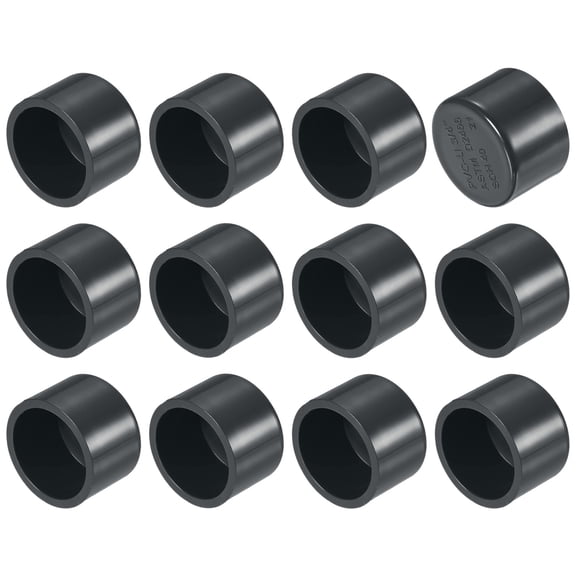 Uxcell 12-Pack 3/4 Inch PVC Pipe End Cap Fitting, SCH40 Pipe Plug Adapter for Plumbing/DIY/Garden, Socket Cap Connector [Gray]