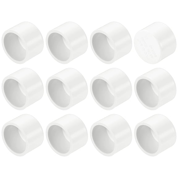 Uxcell 12-Pack 3/4 Inch PVC Pipe End Cap Fitting, SCH40 Pipe Plug Adapter for Plumbing/DIY/Garden, Socket Cap Connector [White]